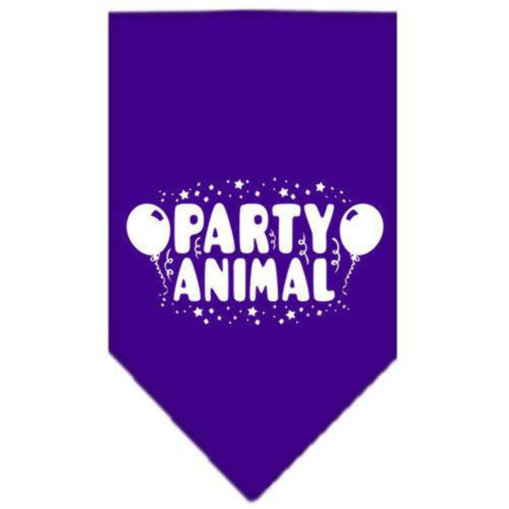 Pet and Dog Bandana Screen Printed, "Party Animal" Purple Large