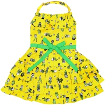 Parisian Pet Tired Cactus Printed Summer Dress - 100% Cotton Breathable Dog Clothes - Beach Outfit - Cat Apparel - Dresses For S