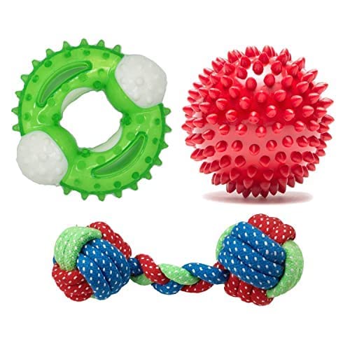 Dog Trust Chew Toys + Chew Toys For Dogs Adult + Dog Rope Dumbbell + Tpr Hard Chew Spike Ring (3.5 Inch) + Rubber Stud Spike Har
