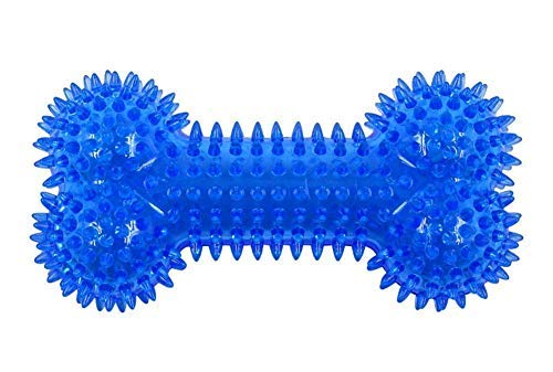 Pet Believe 100% Non Toxic Rubber Flavored Puppy Toy Soft Spike Dumbbell Chew Toy Teething Toy (Soft Spike Dumbbell, Color May V