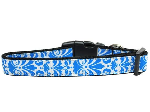 Pet Dog & Cat Nylon Collar, "Damask" *Available in 10 different colors!* Orange Cat Collar