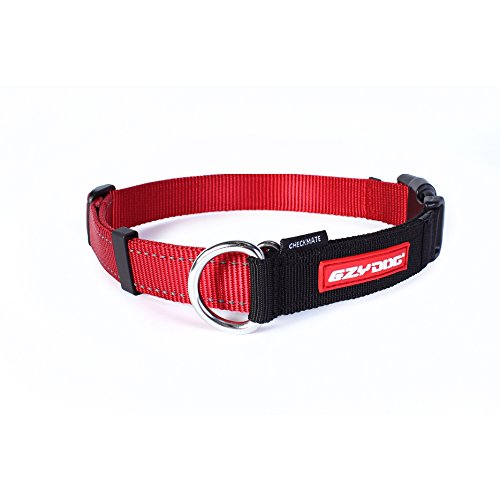 Ezydog Checkmate Martingale-Style Premium Nylon Safety Training And Correction Dog Collar - Quick-Clip Buckle And Reflective Stitching - Easy Control With No Choking Effect (Large, Red)