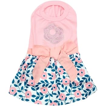 Parisian Pet Cherry Blossoms Summer Dress - Stretchable Neckline, Sleeveless, Machine Washable Dog Dress For Large Dogs Girl Xl