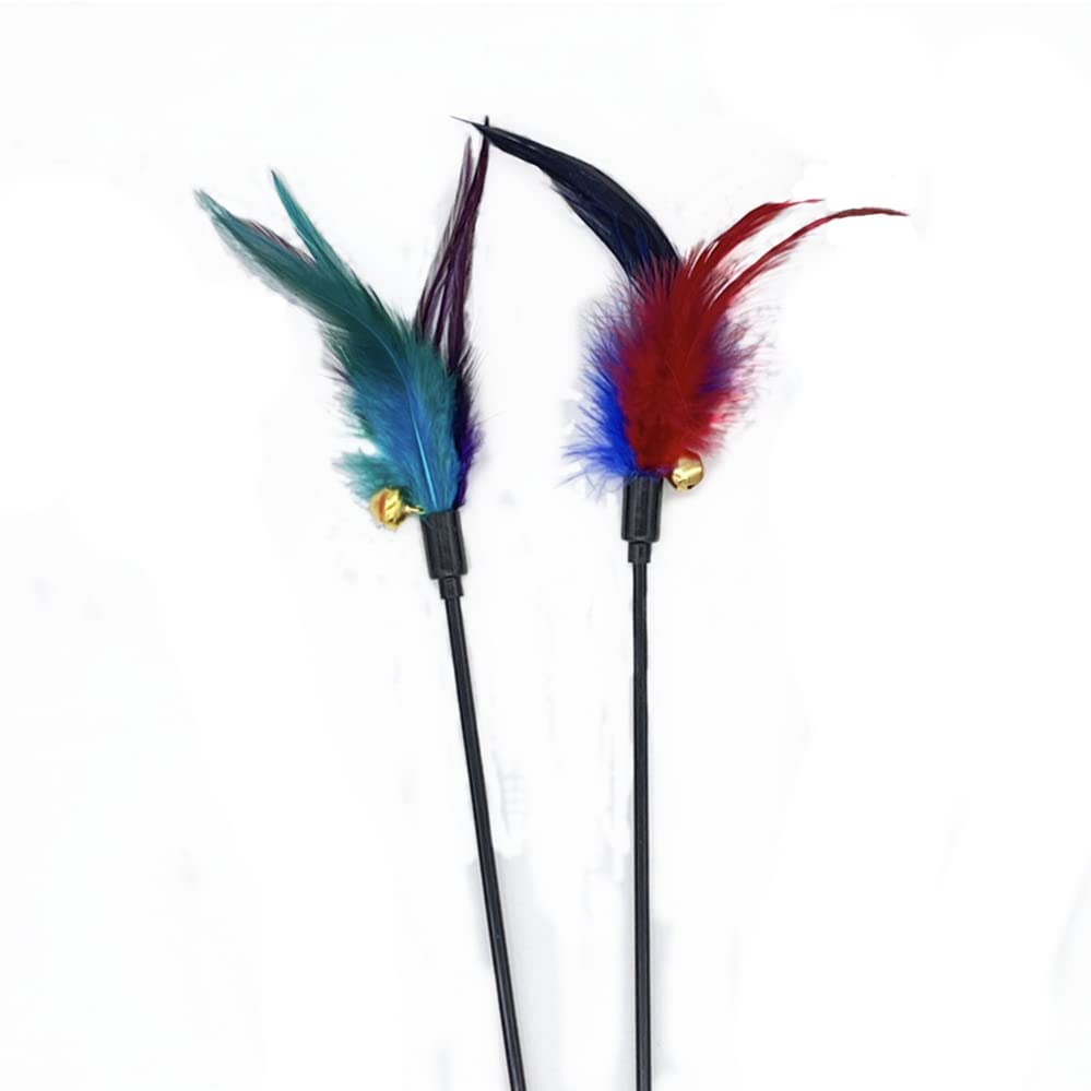 Pet Believe Modern Wand Stick Toy For Cats, Feather Toys With Bell Kitten Toy Replaceable Wond Cat Teaser Playing Stick Wand Toy