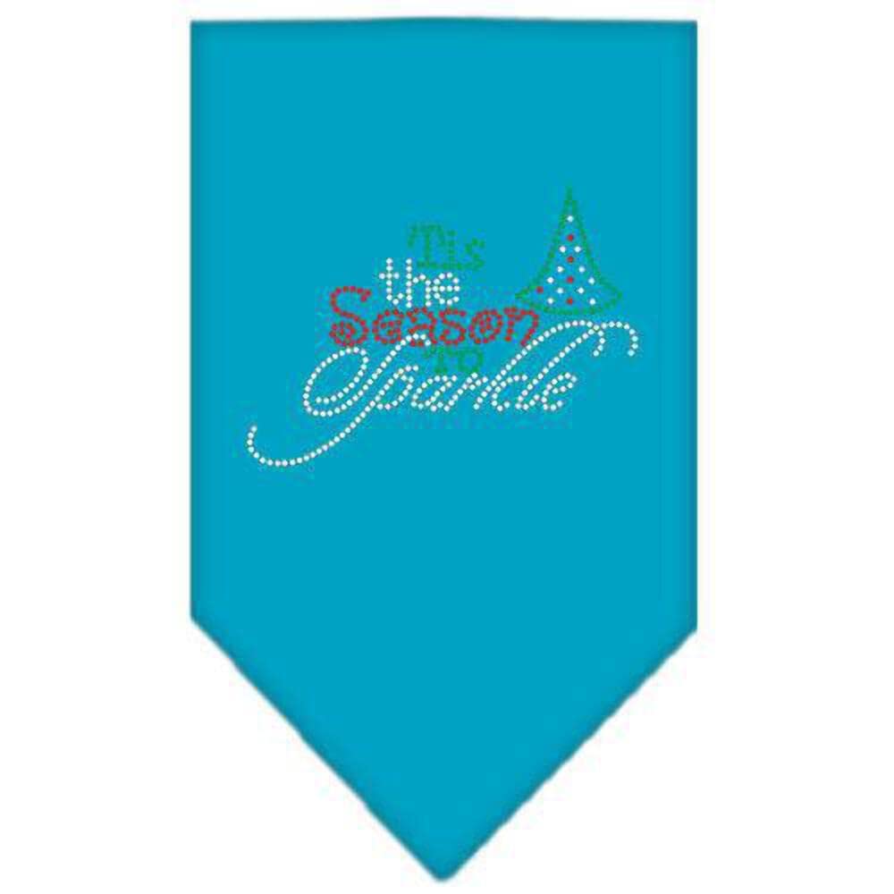 Christmas Pet and Dog Bandana Rhinestone, "Tis The Season To Sparkle" Navy Blue Large