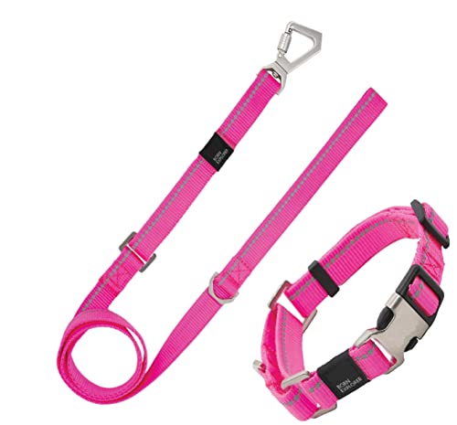 Pet Life Advent Outdoor Series Reflective Training Dog Leash And Collar, Lg, Pink