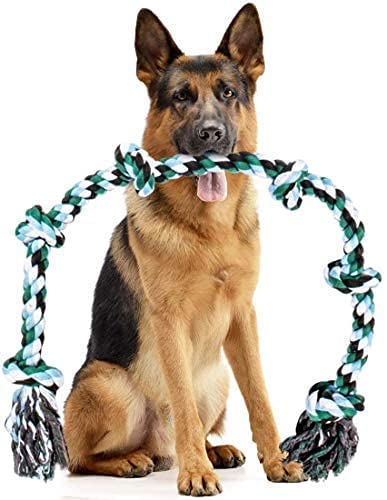 Smart Pups 6 Knots Cotton Rope Dog Chew Toy, Indestructible Tug of War Toy for Medium to Adult Dogs 30 Inch Long  Extra Durable