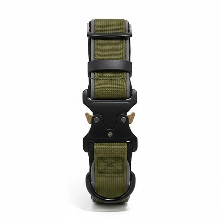 Petz R Us Reflective Tactical Dog Collar  Tough, Comfortable Dog Collar And Built For Adventure!  Army Green  Xl