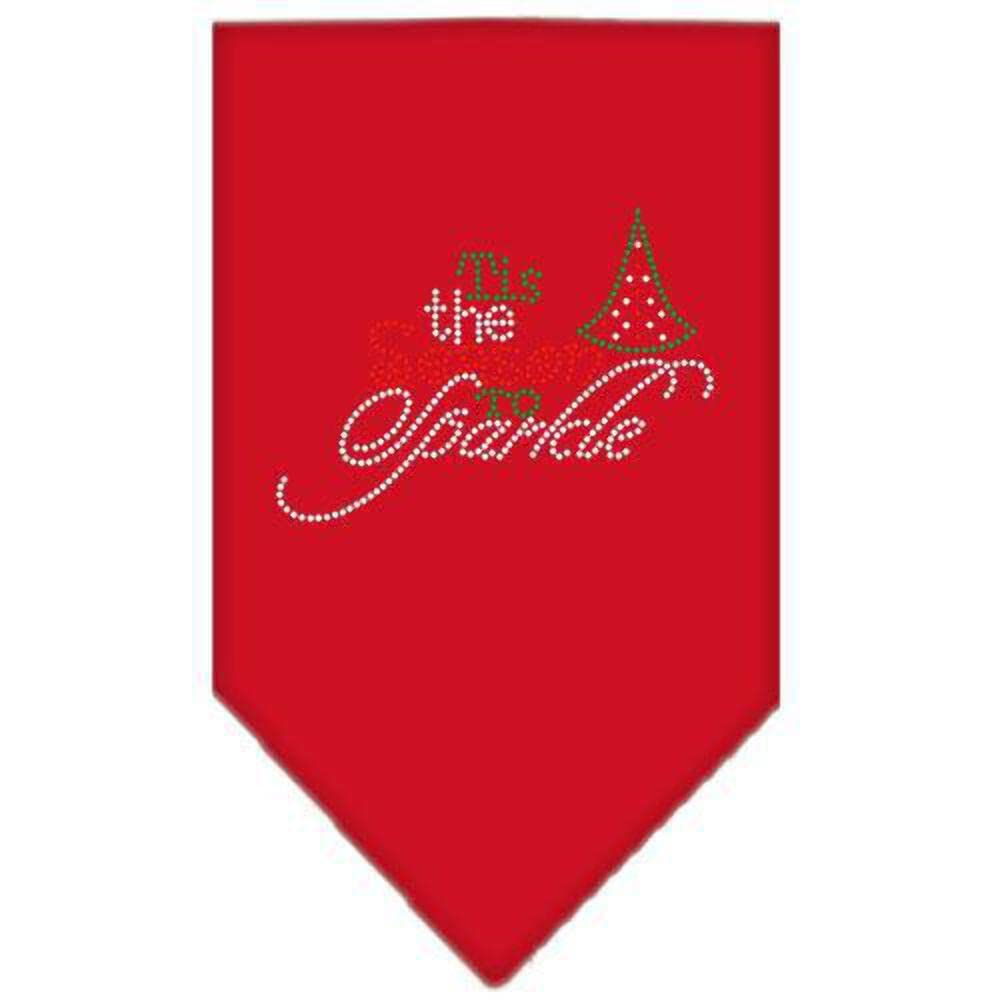 Christmas Pet and Dog Bandana Rhinestone, "Tis The Season To Sparkle" Navy Blue Large