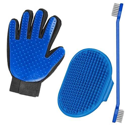 Youhavedeal Grooming Kit, Dog Toothbrush, Pet Grooming And Bathing Hand Gloves Small+Large For Dogs, Cats, Rabbits And Horses, 3
