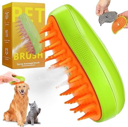 Niyanetail 3In1 Steam Brush For Dogs & Cats | Electric Pet Grooming Brush With Massage, Cleaning & DeShedding | Usb Rechargea