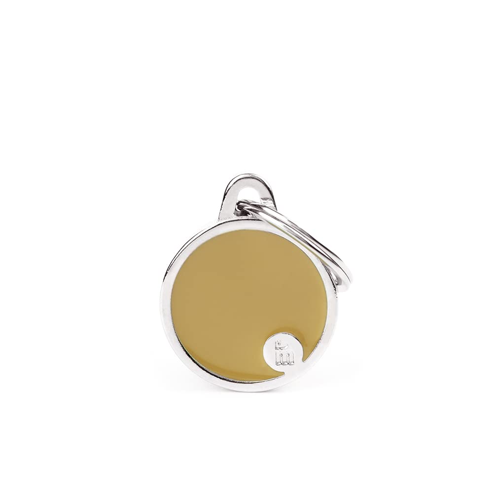 Myfamily Made In Italy Personalized Dog Id Tag, Small Brown Circle, Free Engraving, Hand Enamelled In Metal, Basic Handmade Coll