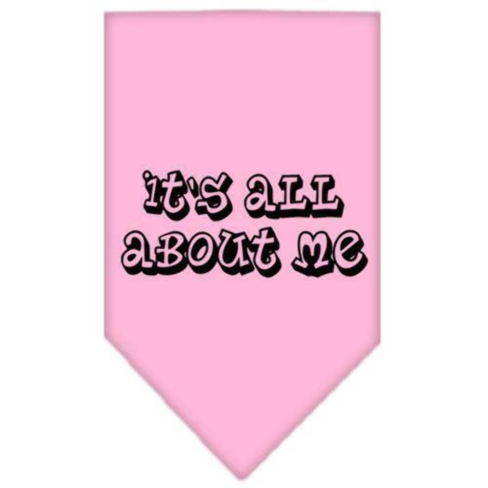 Pet and Dog Bandana Screen Printed, "It's All About Me" Light Pink Large