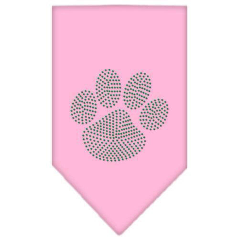 Pet and Dog Bandana Rhinestone, Paw Green White Large