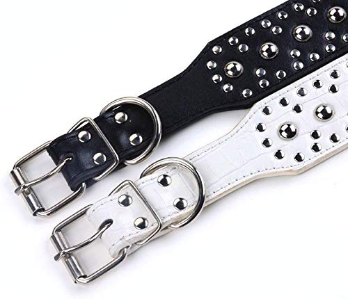 Haoyueer 2' Wide Leather Studded Dog Collar Chain Leash Combo Set Pet Supply For Medium Large Pitbull Husky Mastiff Terrier(Gold Brown,L)