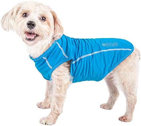 Pet Life  Active Racerbark 4Way Stretch Performance Active Dog Tank Top Tshirt, Sky Blue  Xlarge