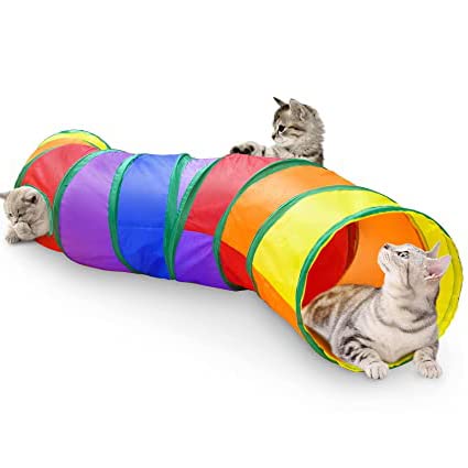 Zibuyu 2 Way Cat Tunnel Pet Tube Collapsible Play Toy,Indoor And Outdoor,Kitty Puppy Toys For Puzzle,Exercising & Hiding Trainin