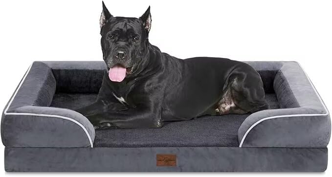 Comfort Expression XXL Waterproof Orthopedic Foam Dog Bed, Dark Grey, Washable with Removable Cover & Non-Slip Bottom, 53"x42"x9.5"