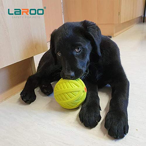 Laroo Squeaky Dog Ball Toy,Durable Natural Rubber Squeaker Ball Throwing Training,Teeth Cleaning Chew Toy For Pet Medium And Large Dogs (9Cm Green)