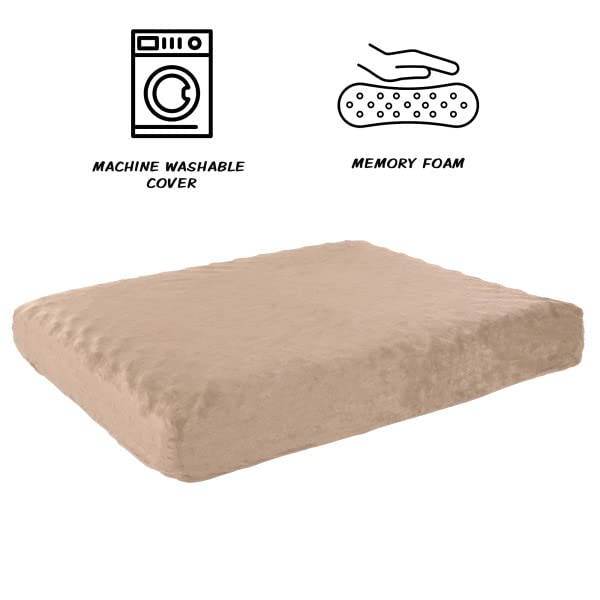 Memory Foam- 2-Layer Orthopedic Dog Bed with Machine Washable Cover - 26 x 19 for Medium Dogs up to 40lbs by PETMAKER (Tan)