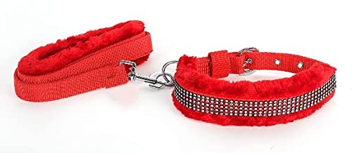 Youhavedeal Dog Leash And Collar For Large Dogs With Fur Diamond Nylon Double Strip Set For Adult Medium To Large Dogs, Minimum 