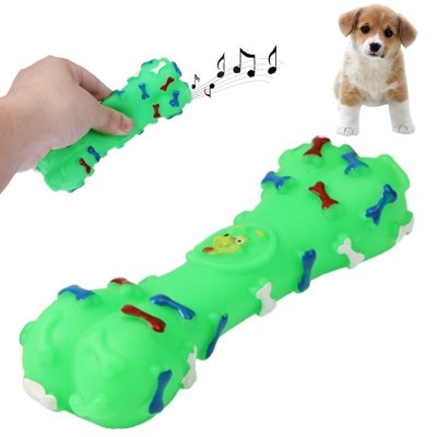 Pups&Pets Squeaky Interactive Colorful Squeaky Bone Print Non Toxic Sound Bone Shape Plastic Pet Toys With Whistle For Dogs, Pup