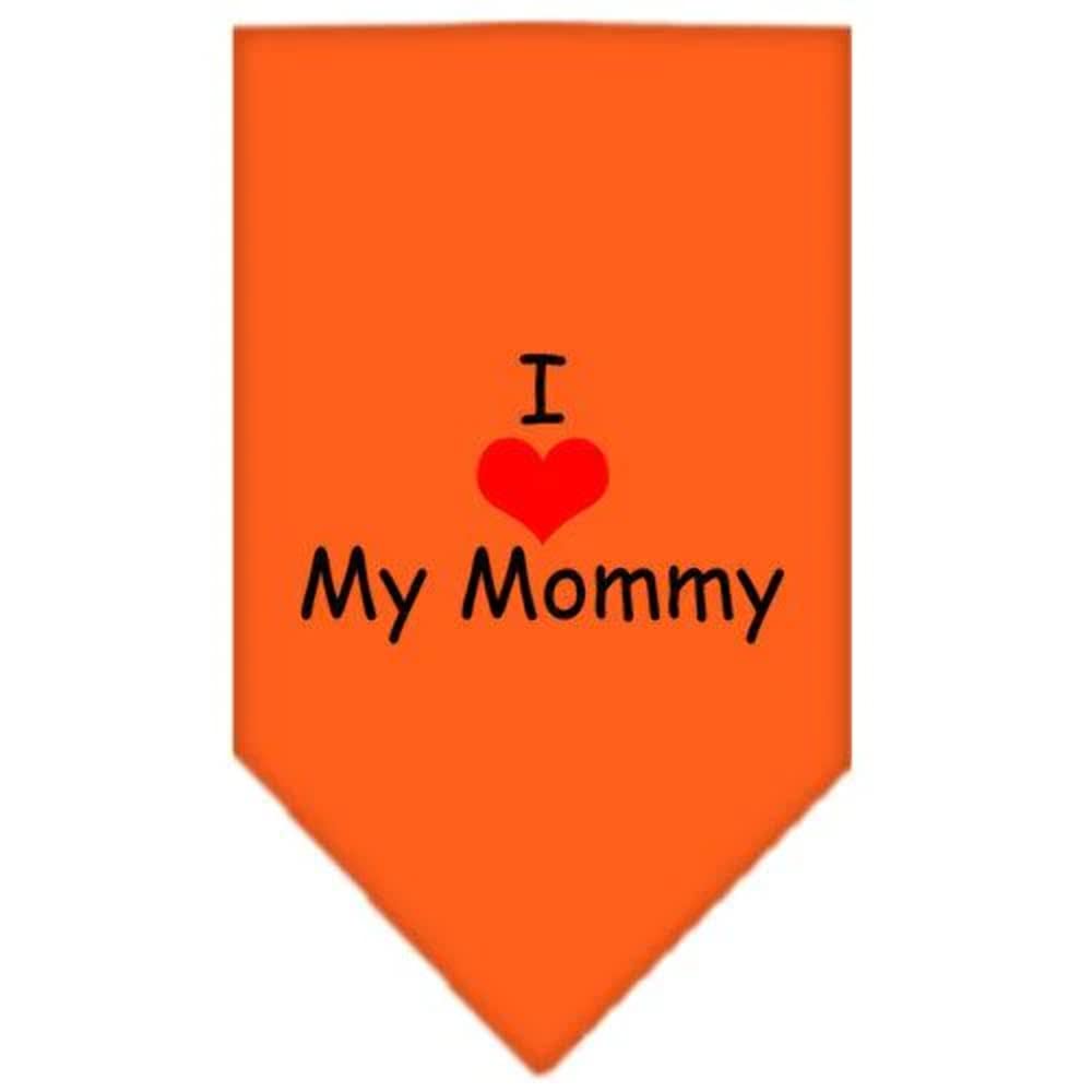 Pet and Dog Bandana Screen Printed, "I Love My Mommy" Orange Small