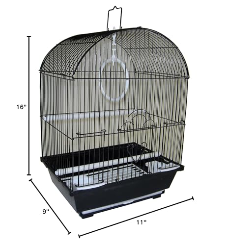 Yml A1304Blk Round Top Style Small Parakeet Cage, 11 X 9 X 16
