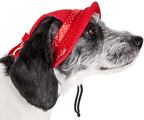 Pet Life  Sea Spot Sun Uv Protectant Adjustable Fashion Mesh Brimmed Dog Hat Cap, Red  Large