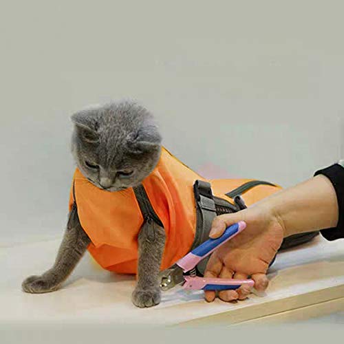 Cinf Cat Nail Clipping Cleaning Grooming Restraint Bag No Scratching Biting For Bathing Nail Trimming Injecting Examining(Orange