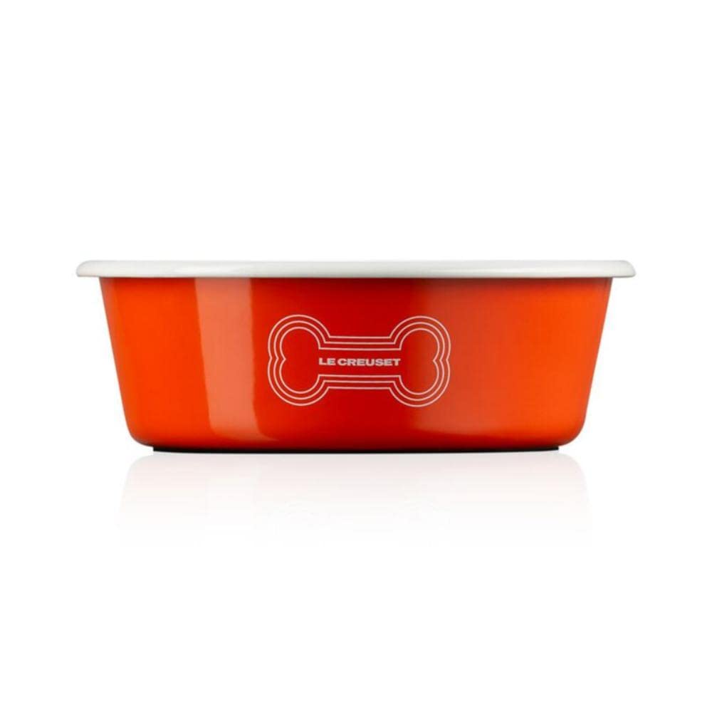 Le Creuset Large Dog Bowl, 6 Cups, Enamel on Steel, Orange, Model EEP100B-18214