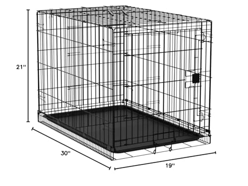 Amazon Basics Durable, Foldable Metal Wire Dog Crate With Tray, Single Door, 30 X 19 X 21 In, Black