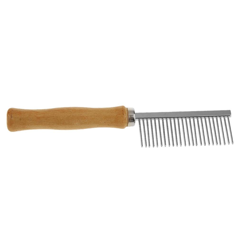 Calandis 2X Pet Hair Flea Comb Stainless Steel Pin Dog Grooming Brush Wooden Grip Handle | Brushes, Combs & Rakes | Grooming | D