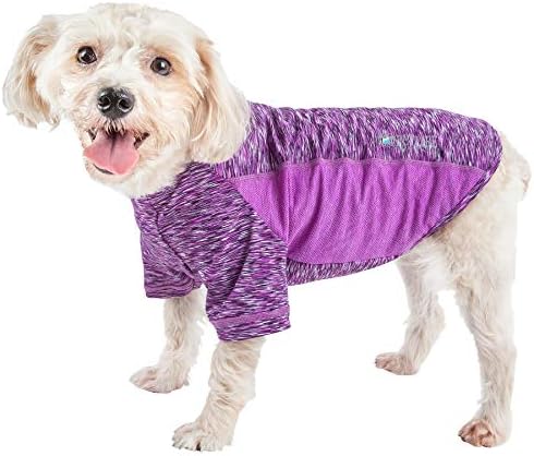 Pet Life  Active Warf Speed Heathered Ultrastretch Sporty Performance Dog Tshirt, Purple Heather And Purple  Xlarge
