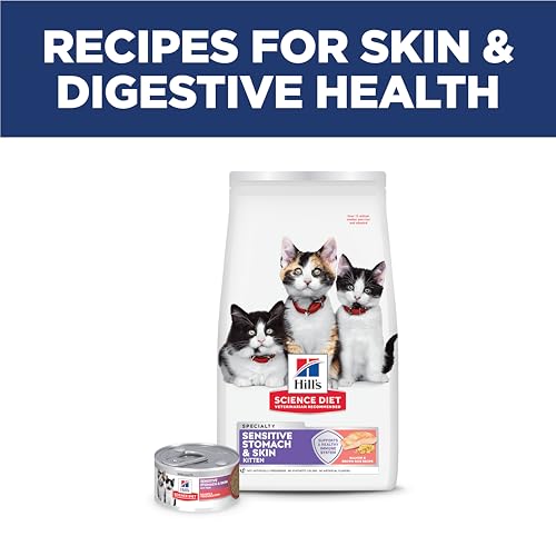 Hills Science Diet Sensitive Stomach & Skin, Kitten, Stomach & Skin Sensitivity Support, Dry Cat Food, Salmon & Brown Rice, 3.5