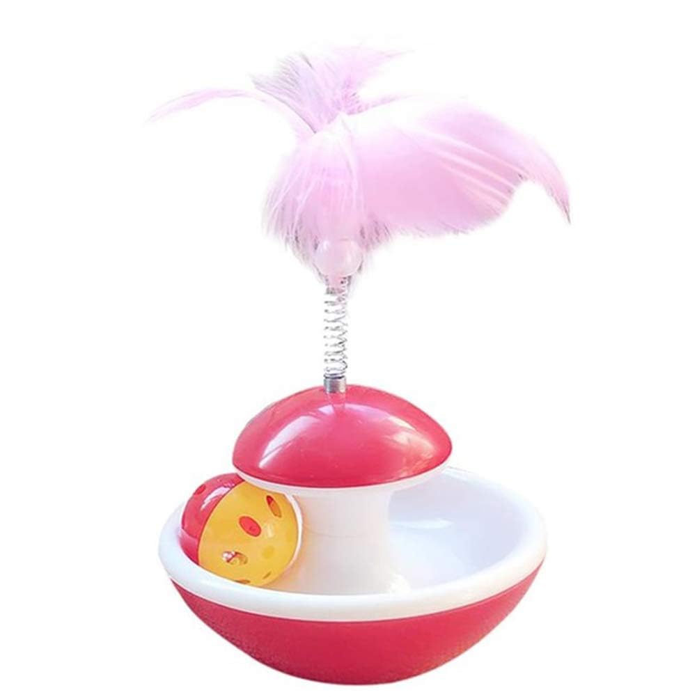 Western Era Rolling Interactive Tumbler PetFriendly Cat Toy With Feather, Teaser, Training Toy For Cat/Kitten (Red)