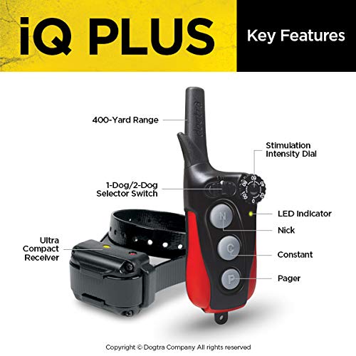 Dogtra Iq Plus+ 2-Dogs Remote Training System - 400 Yard Range, Waterproof, Rechargeable, Static, Vibration - Includes Petstek D