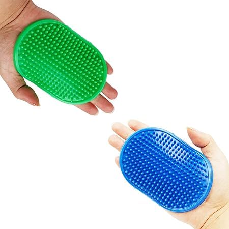 Furbies Pet Massage Rubber Bath Glove For Dogs, Cats, Rabbit, & Hamster | Grooming Shampoo Washing Soothing Rubber Bristles Hand