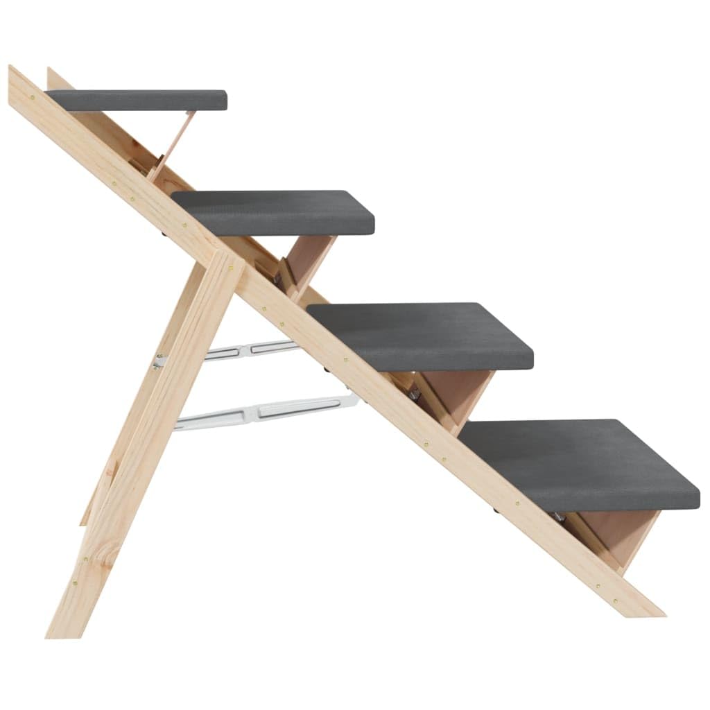 vidaXL Dog Stair Gray 41.3x18.5 Solid Wood Fir