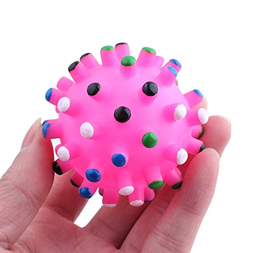 Dog Trust Chew Rubber Spike Squeaker Sound Ball Toy For Small To Medium Pets  1 Pcs Pack  Color May Vary