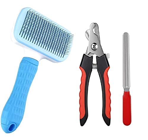 Psk Pet Mart 3 Pack Pet Dog Cat Comb With Dog Brush And Dog Cat Nail Cutter Dog Grooming Kit Dog Grooming Brushes Pet Hair Remov
