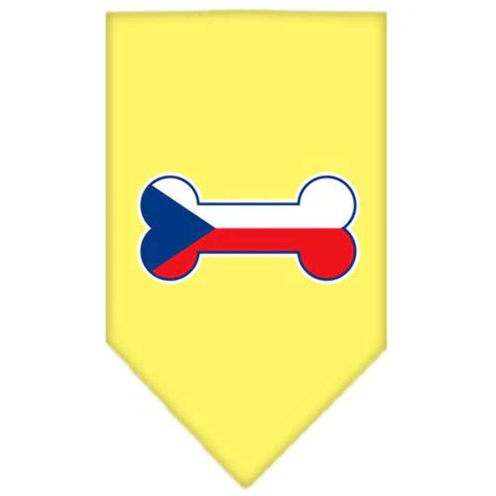 Mirage Pet Products Bone Flag Czech Republic Screen Print Bandana for Pets, Large, Yellow