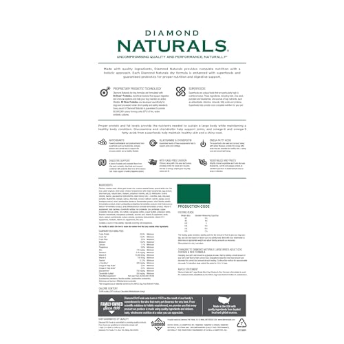 Diamond Naturals Dry Dog Food, Large Breed Chicken Formula, 40 lb Bag, Model 838_40_DBD