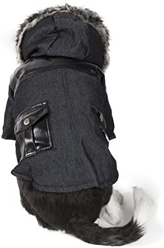Ruff-Choppered Denim Fashioned Wool Pet Coat