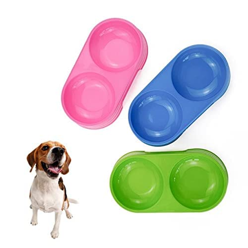 Rvpaws NonSlip, NonToxic Pet Feeding Plastic Cat Face Shaped Double Bowl Food & Water Feeder 2In1 Bowl For Dogs And Cats (Mu