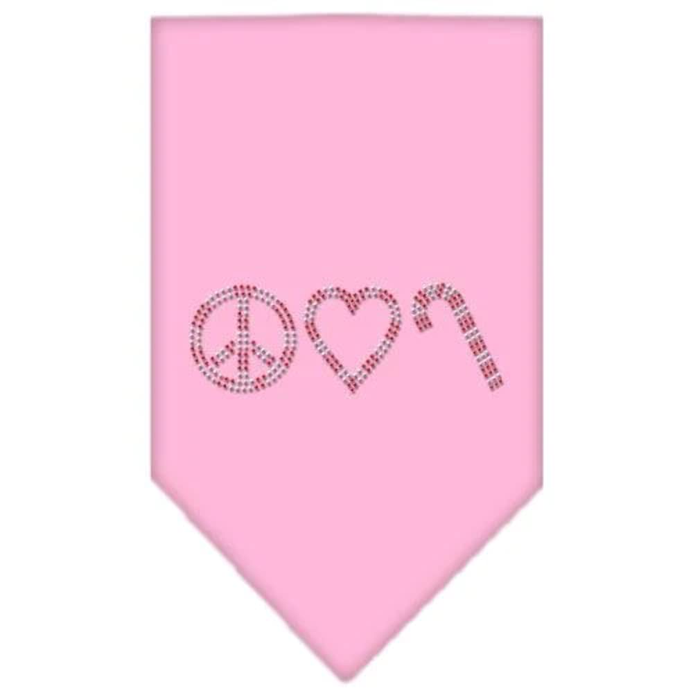 Mirage Pet Products Peace Love Candy Cane Rhinestone Bandana, Small, White