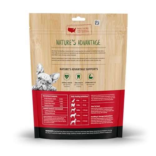 Natures Advantage Freeze-Dried Raw Red Meat Dinner Dog Food Mini Nibs, 14 oz | Beef, Venison, Fruits, Veggies | Grain Free, Hig
