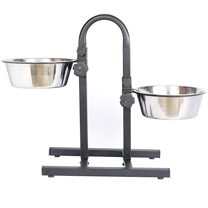 Woofy Dog Feeding Bowl With Adjustable U Shape2 X 1600 Ml Stainless Steel Bowl Set, Dog Elevated Diner Bowl (Medium),?43.18 Cm,