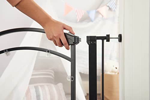 Regalo Insight™ Baby Safety Gate - Black Metal, Includes Clear Door, Extension Kit & Mounting Kit, Model 0340 B DS