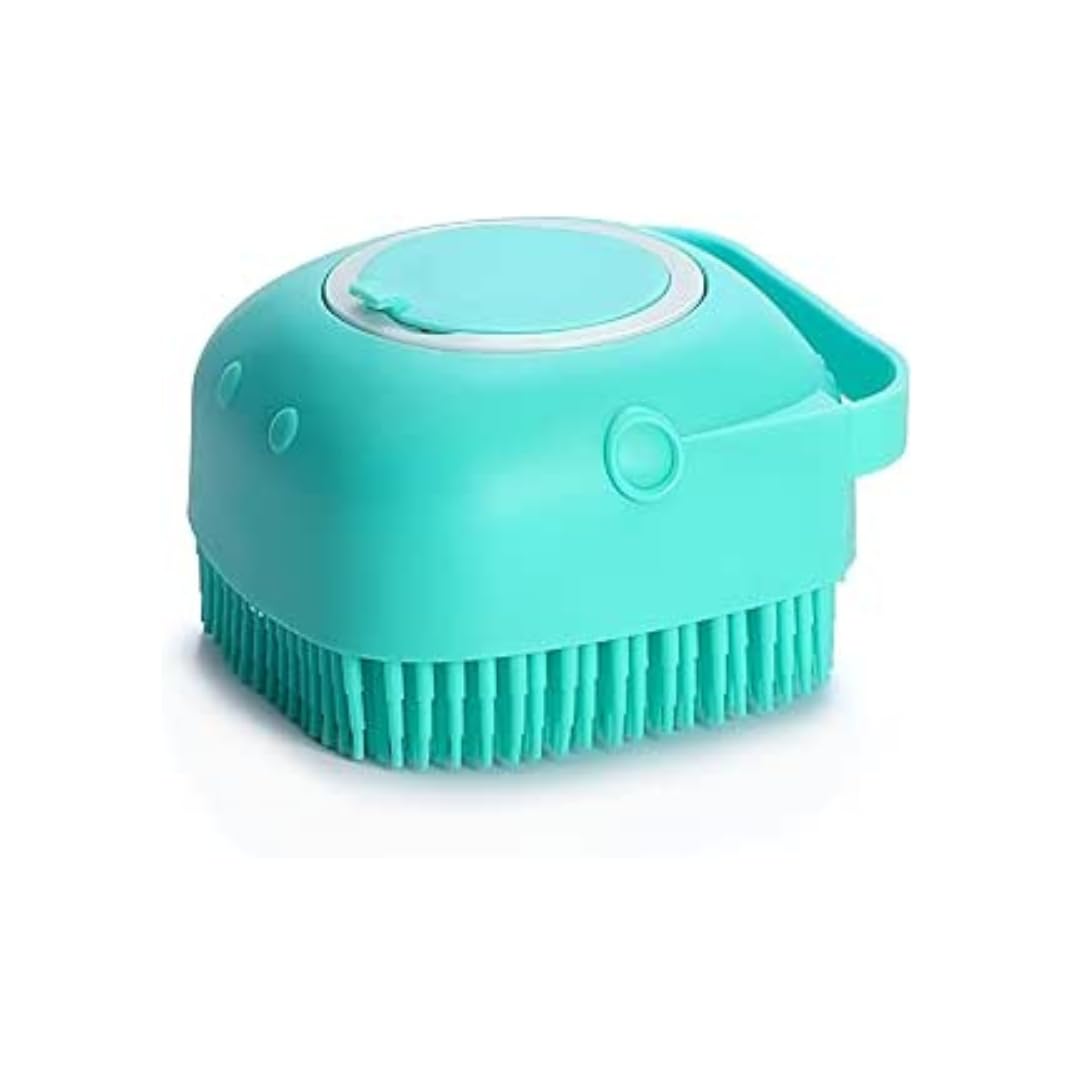 Healing Leaf, Dog Bath Brush Body Scrubber Shampoo Dispenser (Silicone Dispenser Brush) For Shower Bathing And Shedding Soft Sil